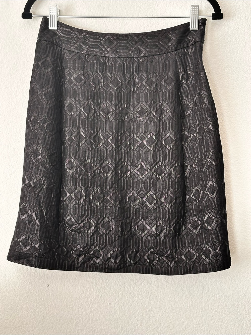 Tory Burch Black Metallic Jacquard A-Line Skirt Size 4 Textured Side Zip